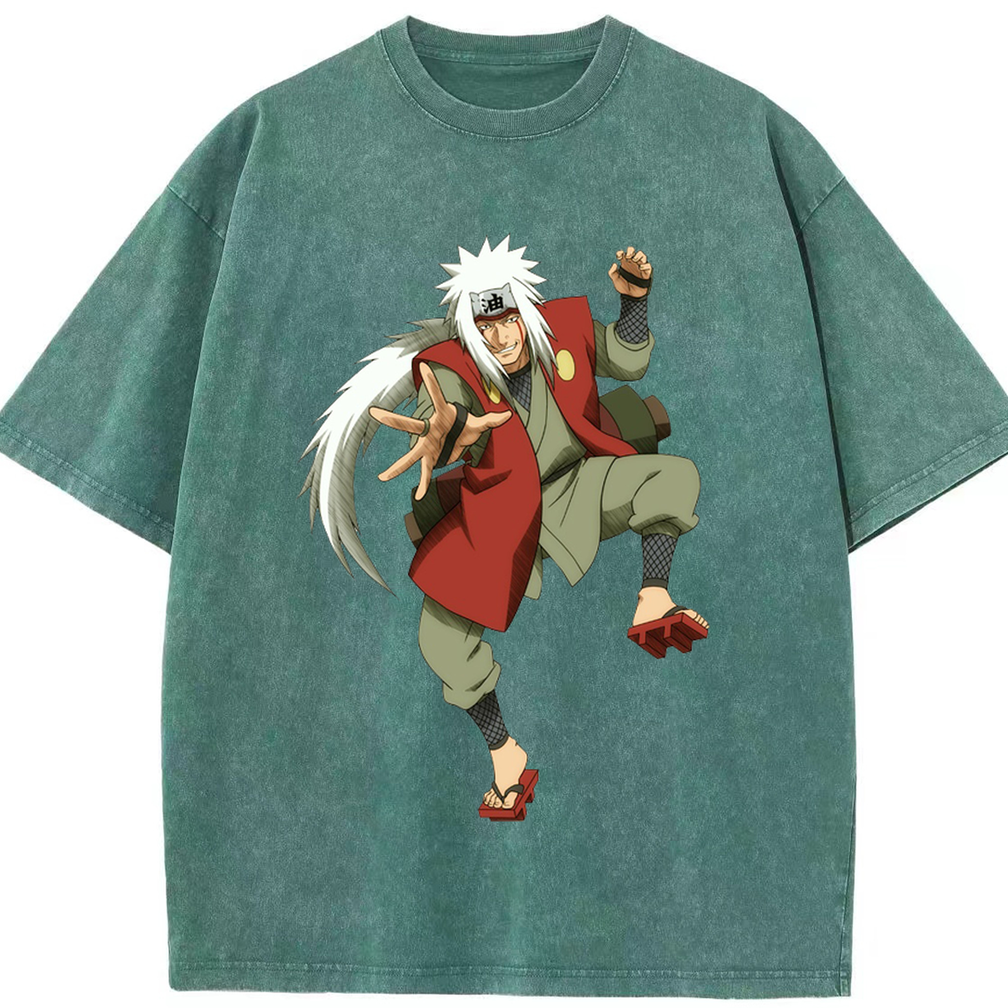 （画像用） NARUTO -ナルト- 自来也（じらいや） Jiraiya 綿100% ヴィンテージ風 半袖Tシャツ（フロントプリント）